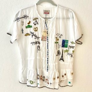 Johnny Was Biya Voyage Blouse, XS